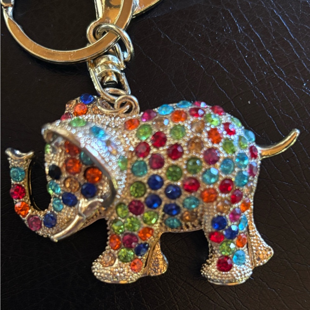 NIB Colorful Rhinestone Elephant Keychain/ bag charm